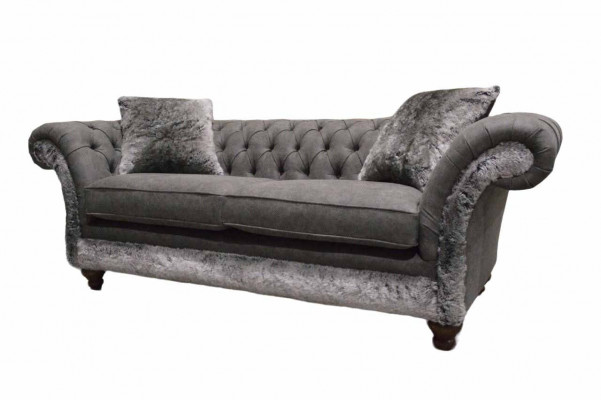 Chesterfield Sofa 3 Seater Upholstered Couch Classic Fabric Sofas Textile