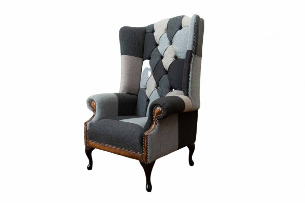 Chesterfield Wingback Armchair 1-Seater Sofa Couch Upholstered Textile New