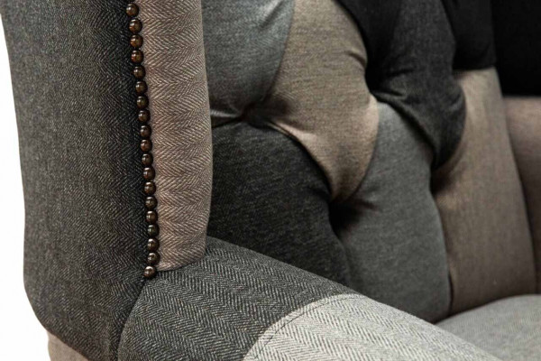 Chesterfield Wingback Armchair 1-Seater Sofa Couch Upholstered Textile New