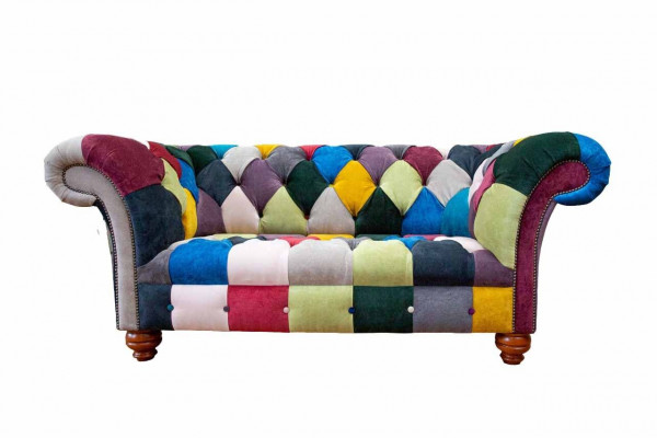 Chesterfield 2-Seater Sofa Textile Couch Upholstery Design Luxury Multicolored