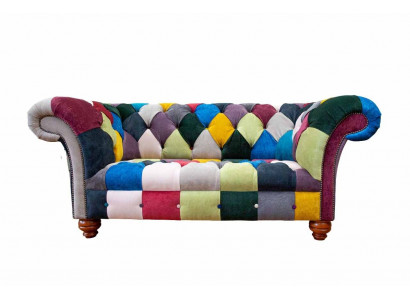Chesterfield 2-Seater Sofa Textile Couch Upholstery Design Luxury Multicolored