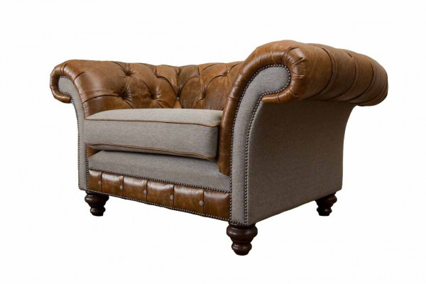 Design Chesterfield Armchair 1-Seater Couch Luxury Classic Textile Sofas
