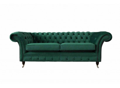 Chesterfield 3-seater upholstered couch sofa textile modern style fabric new