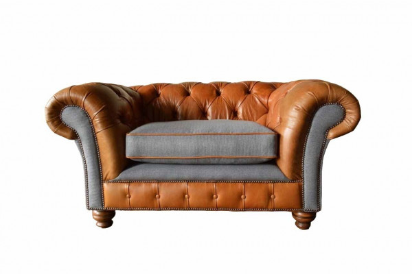 Chesterfield Armchair Design Upholstered Sofa Couch Sofas 1-Seater Textile New