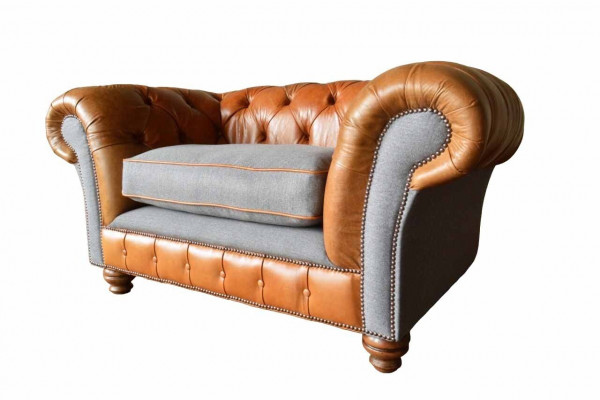 Chesterfield Armchair Design Upholstered Sofa Couch Sofas 1-Seater Textile New