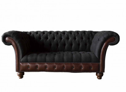Sofa 2-seater Couch Upholstered Sofa Fabric Chesterfield Couch Gray New