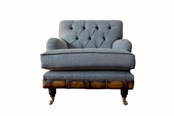 Armchair Wingback Chair Upholstered Luxury Living Room Classic Chesterfield