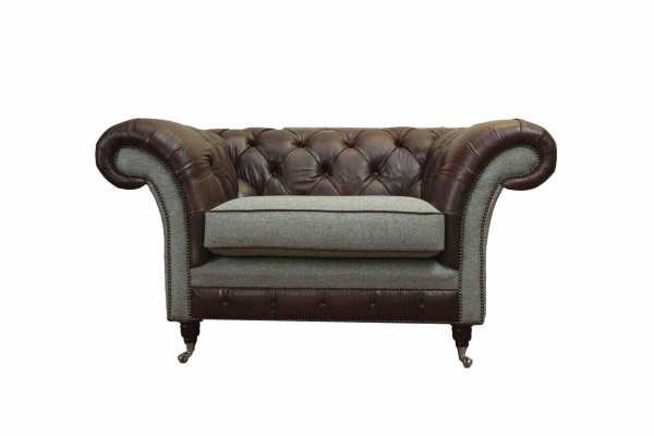 Chesterfield Wingback Armchair Gray Sofa Suite Armchair Couch Leather Sofa New