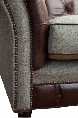 Chesterfield Wingback Armchair Gray Sofa Suite Armchair Couch Leather Sofa New
