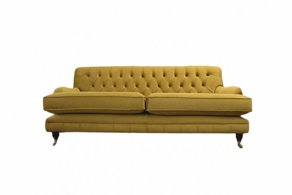 Sofa 3-Seater Yellow Upholstered Sofa Living Room Elegant Design Classic