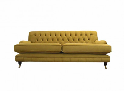 Sofa 3-Seater Yellow Upholstered Sofa Living Room Elegant Design Classic