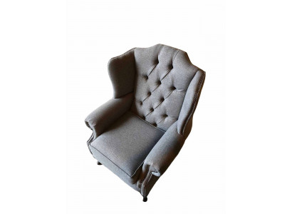 Armchair Wingback Chair Fabric Gray Living Room Polyester 1 Seater Modern New