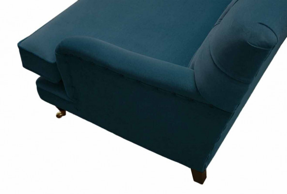 Chesterfield Design Luxury Upholstered Sofa 3-Seater Blue Couch Fabric New