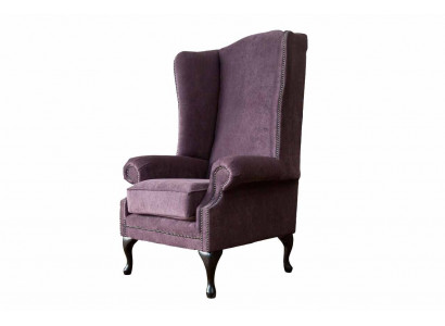 Chesterfield Armchair Fabric Lounge Club Purple Luxury Wingback Chair
