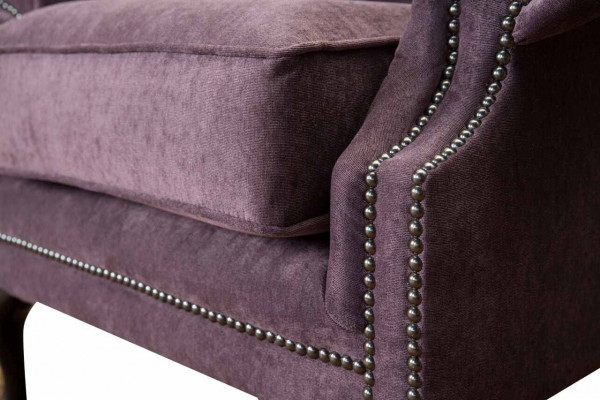 Chesterfield Armchair Fabric Lounge Club Purple Luxury Wingback Chair