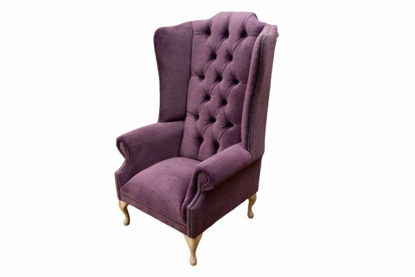Wing chair designer textile single-seater couches upholstery Chesterfield seat