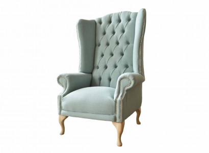 Wing chair armchair design upholstery white couch Chesterfield textile new