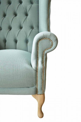 Wing chair armchair design upholstery white couch Chesterfield textile new