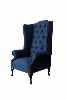 Chesterfield wingback chair relax armchair upholstered fabric textile 1 seat