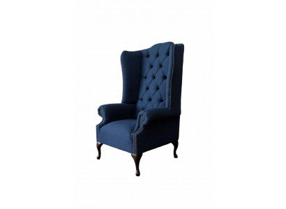 Chesterfield wingback chair relax armchair upholstered fabric textile 1 seat