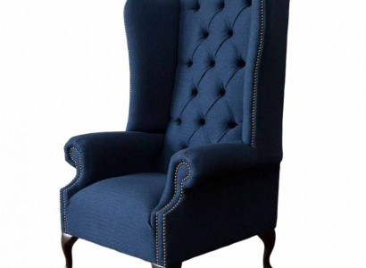 Chesterfield wingback chair relax armchair upholstered fabric textile 1 seat