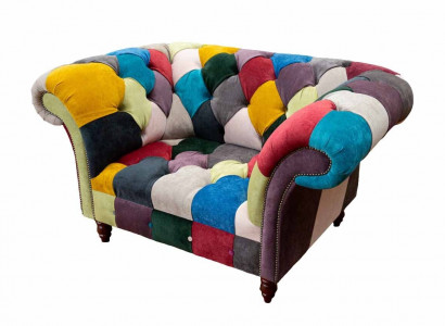 Armchair Design Chesterfield Lounge Multicolored Sofa Single Seater 130cm New