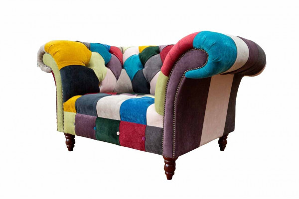 Armchair Design Chesterfield Lounge Multicolored Sofa Single Seater 130cm New