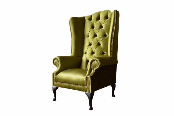 Wingback chair Chesterfield sofa couch upholstery 1 seater armchair textile new