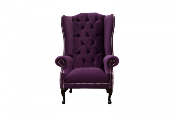 Wing chair armchair design upholstery sofa couch Chesterfield textile new
