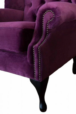 Chesterfield Design Armchair Upholstered Couch Wing Chair Single Seater