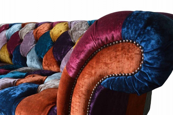 Chesterfield Textile Sofa Couch Upholstered Sofas Luxury Fabric 3-Seater Design