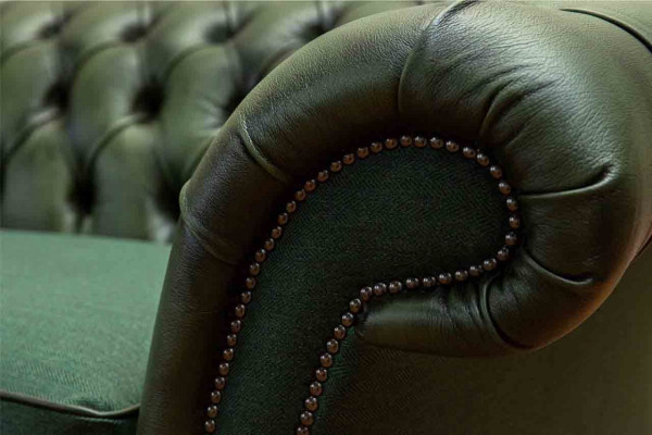 Design Sofa 3-seater Upholstery Leather Sofas Fabric Chesterfield Green