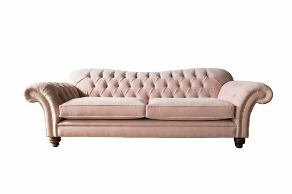 Sofa 3-seater Chesterfield couch seat textile fabric couches pink upholstery
