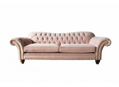 Sofa 3-seater Chesterfield couch seat textile fabric couches pink upholstery