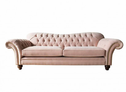 Sofa 3-seater Chesterfield couch seat textile fabric couches pink upholstery