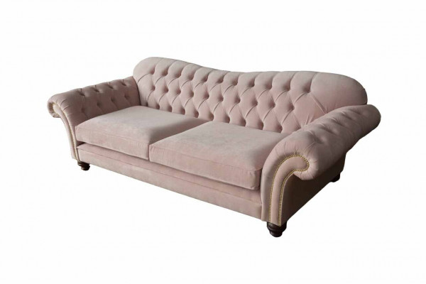 Sofa 3-seater Chesterfield couch seat textile fabric couches pink upholstery