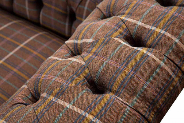 Chesterfield 3-seater couch, upholstered textile sofas, living room sofa, new.