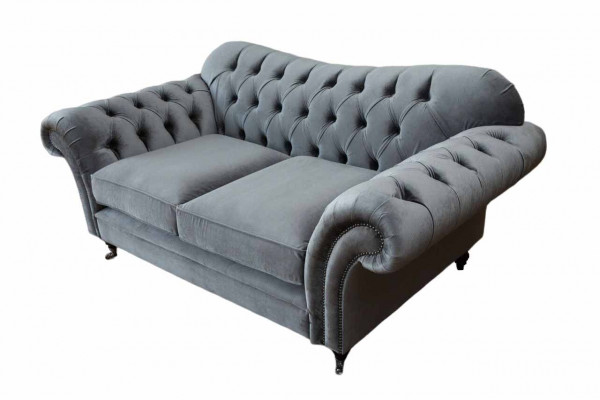 Chesterfield Sofa 2-Seater Upholstery Designer Couches Sofas Gray New