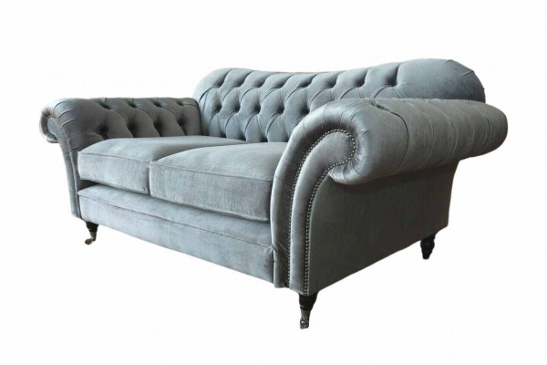 Chesterfield Sofa 2-Seater Upholstery Designer Couches Sofas Gray New