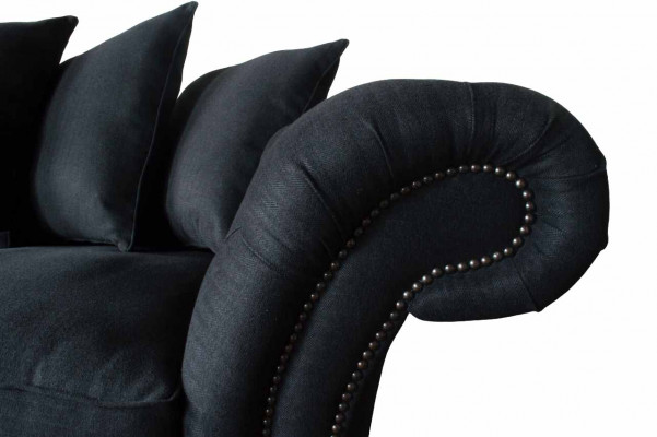 Sofa Textile Fabric 3-Seater Couch Designer Seat Upholstery Black XXL big