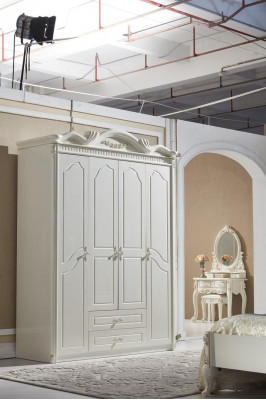 Bed Nightstand Wardrobe Luxury 4-Piece Bedroom Set Design