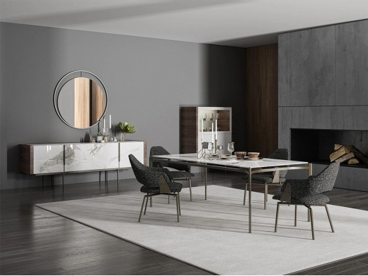 Luxury Dining Room Set 8-piece Furniture Dining Table Chairs 4x Wood Furniture Sideboard