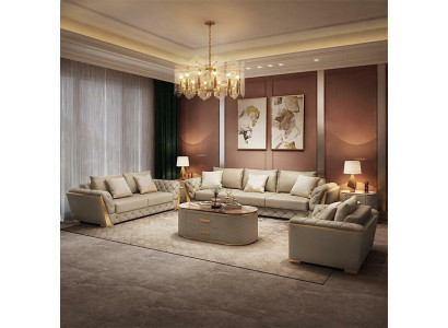 Design living landscape sofa set 3+2 seater leather sofa living room