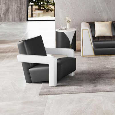 Living room 4-piece sofa set 3+2+1 seater seats with leather upholstery coffee table