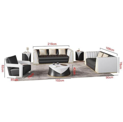Living room 4-piece sofa set 3+2+1 seater seats with leather upholstery coffee table