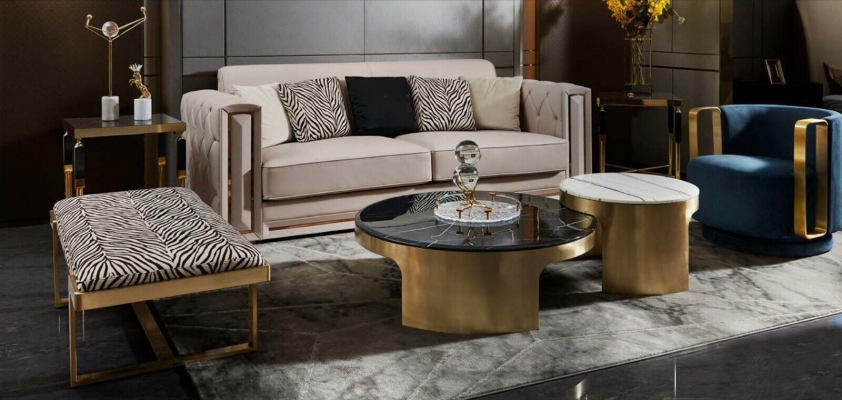 Stool Zebra Living Room Stainless Steel New Modern Design Furniture Luxury