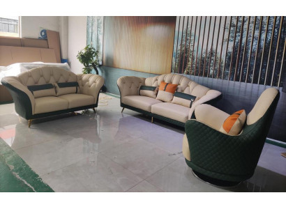 Chesterfield Furniture Set Upholstery Furniture 3-piece Set Leather Sofa New