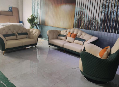 Chesterfield Furniture Set Upholstery Furniture 3-piece Set Leather Sofa New