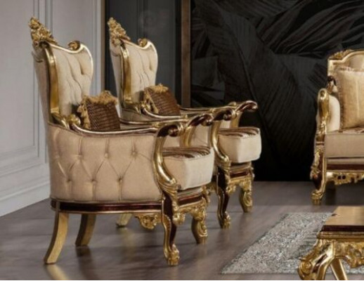 Armchair Design Upholstery Sofa Baroque Chesterfield Textile Living Room New Wingback Chair
