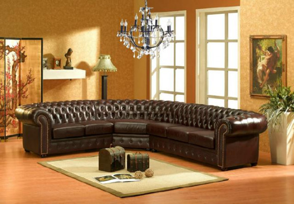 Classic Chesterfield corner couch upholstered corner leather sofa sectional corner suite